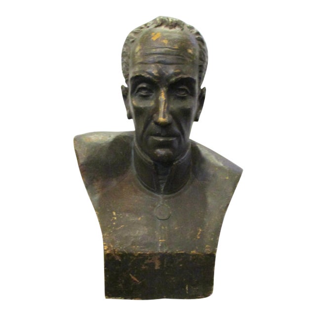Vintage Plaster Bust Simon Bolivar by Nichola Veloz For Sale