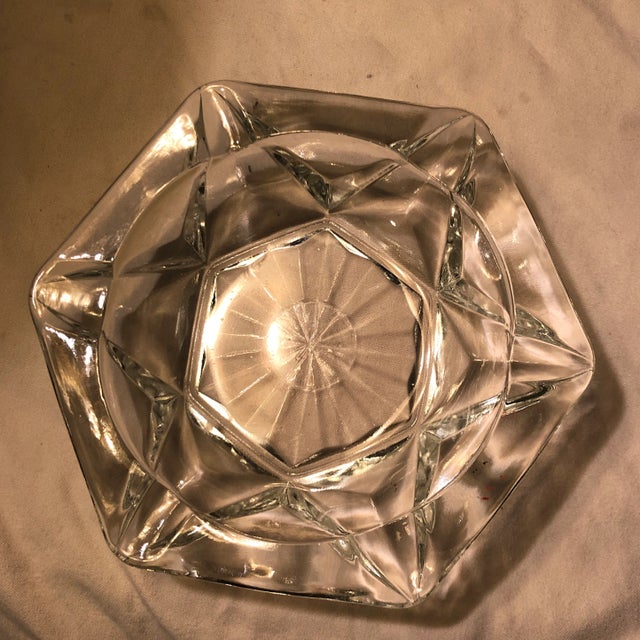 Transparent Vintage Cut Glass Ashtray With Sun Burst Pattern For Sale - Image 8 of 9