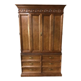Neoclassical Century Furniture Wood Armoire For Sale