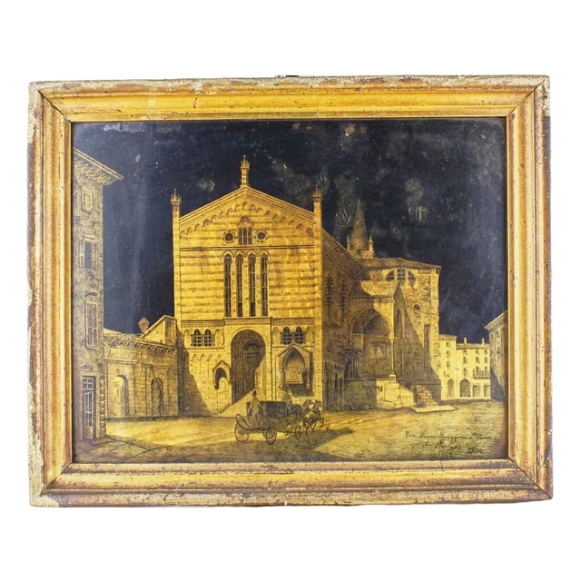 Gold Painting on Glass Slab For Sale