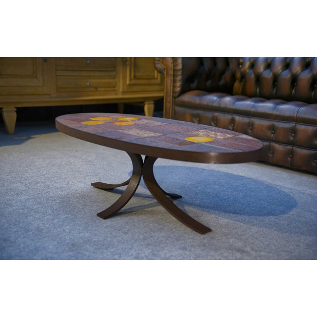 1960s Coffee Table in Lava Stone and Ceramic by Jean Jaffeux, 1960s For Sale - Image 5 of 10