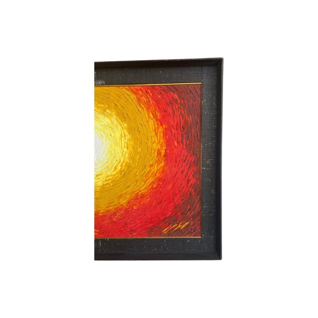 Mid-Century Modern 1970s Vintage Mid Century Modern Canvas Sun Sunshine Pallet Knife Oil Canvas Painting Wall Art, Framed For Sale - Image 3 of 10