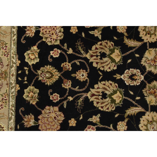 Tabriz Rug 7’9” X 9’10” Black Wool/Silk Traditional Hand-Knotted Oriental Carpet For Sale - Image 10 of 15