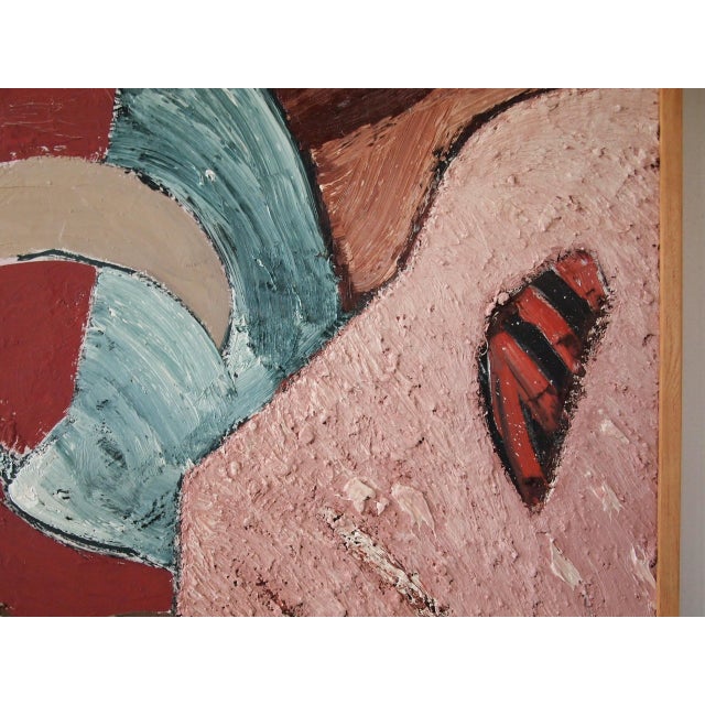 Original 1983 Lewis Lanza Rudolph Abstract Expressionist Painting 49x43" Oil / Board Framed Large Impasto Textured Vintage Modern Art For Sale In Philadelphia - Image 6 of 11