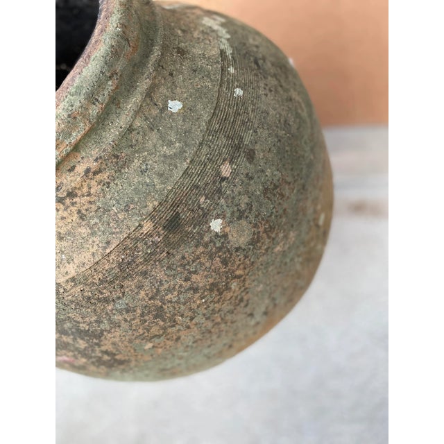 Large Vintage Stoneware Vase or Planter. Beautiful weathered mossy “patina”. It does have a hole for drainage. Liner/...