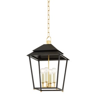 Hudson Valley Lighting Natick 12.5 in. 4 Light Lantern in Aged Brass and Soft Black Finish For Sale