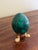 Contemporary Solid Malachite Egg on Neoclassical Brass Stand With Paw Feet For Sale - Image 3 of 8