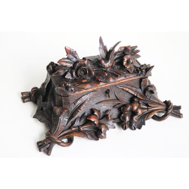 Antique Swiss Hand Carved Black Forest Jewelry Box, 1880 For Sale - Image 14 of 14