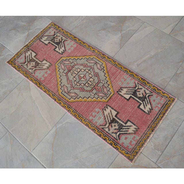 1970s Hand Knotted Door Mat, Entry Decor, Bath Mat, Kitchen Decor, Small Rug, Turkish Rug , Laundry Room Decor - 1'7" X 3'71" For Sale - Image 12 of 16