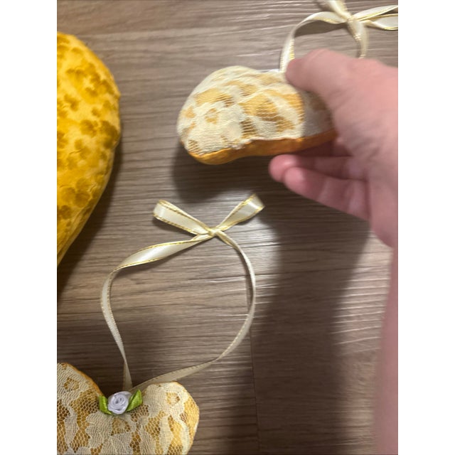 Canary Yellow Handmade Fall Hanging Hearts Pack of 3 New For Sale - Image 8 of 12