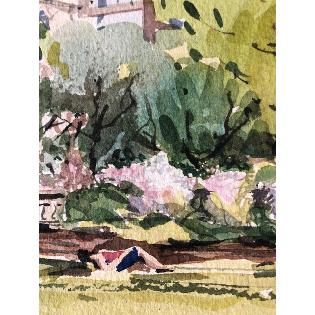 Original Vintage William Welch (Listed) Central Park Ny Watercolor Painting Signed For Sale - Image 4 of 6