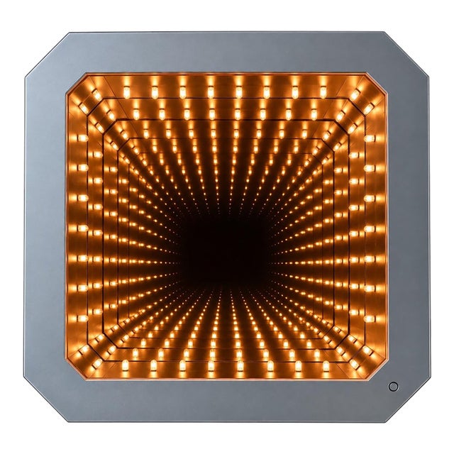 Balyun Technologies Infinity Mirror Light Box Lamp, Silver Octagonal Frame For Sale