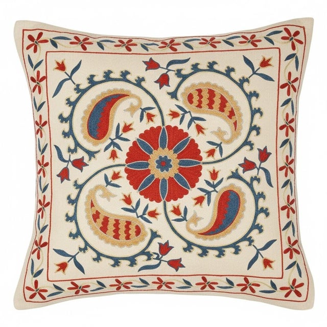 New Hand-Embroidered 100% Silk Cushion Cover – Authentic Uzbek Textile Art Elevate your home décor with this exquisite...