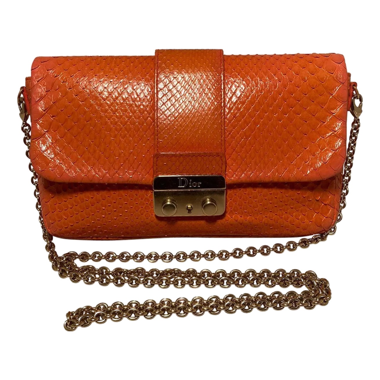 Christian Dior Orange Python Miss Dior Small Flap Bag | Chairish