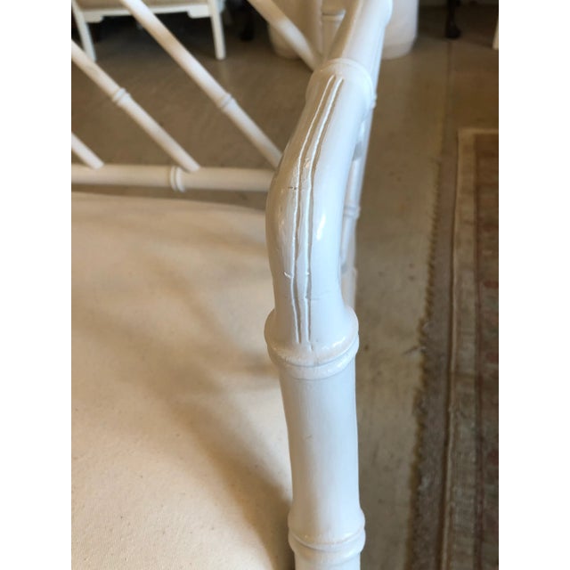 1940s White Painted Bamboo Chippendale Style Loveseat Settee For Sale - Image 5 of 12