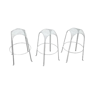 Mid Century Modern Set of 3 Painted Metal Bar Stools