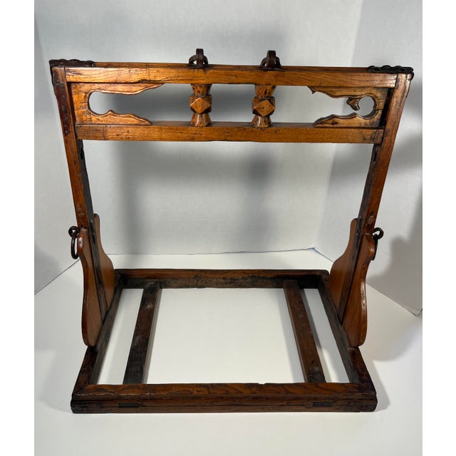 Antique Chinese Portable 3 Drawers Wedding Dowry Wooden Chest Wrought Iron For Sale - Image 10 of 13