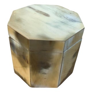 Vintage Octagonal Horn-Clad Decorative Box For Sale