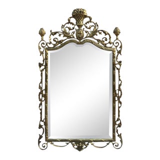 19th French Baroque Handmade Bronze Mirror With Reliefs For Sale