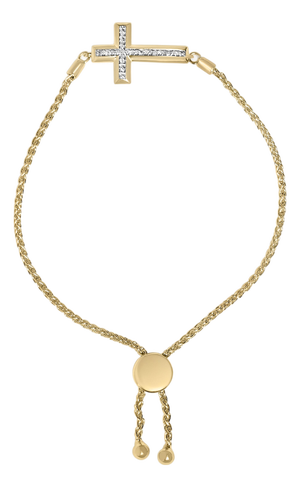 Gold Vermeil Diamond Accent Cross Lariat Bolo Bracelet