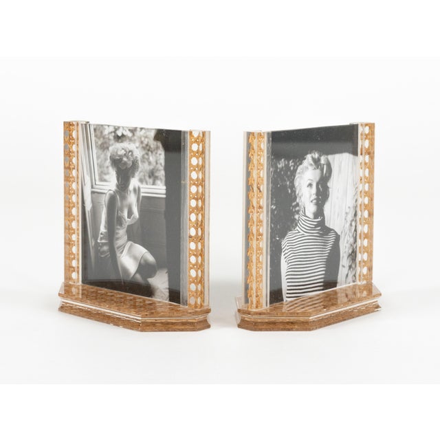 Mid-Century Modern Acrylic and Rattan Picture Frames from Christian Dior, 1970s, Set of 2 For Sale - Image 11 of 14