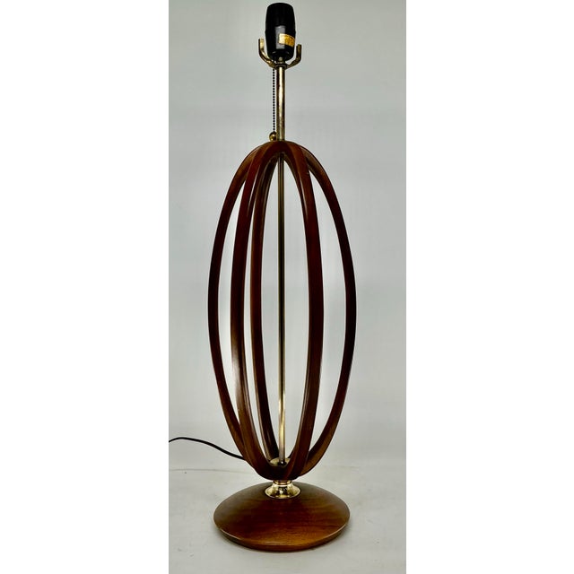 Fabulous tall walnut lamp with brass accents by Modeline Co.
