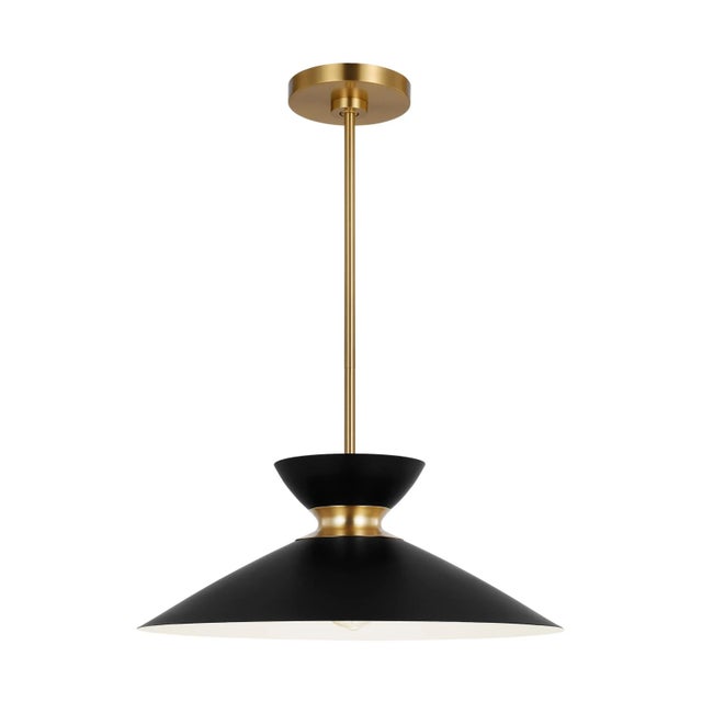 ED Ellen DeGeneres by Visual Comfort Studio Heath Wide Pendant, Midnight Black & Burnished Brass For Sale - Image 4 of 6
