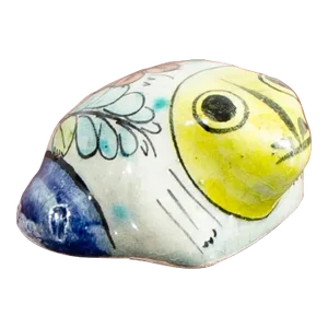 Mid Century Modern Green, Blue & White Studio Ceramic Frog Sculpture