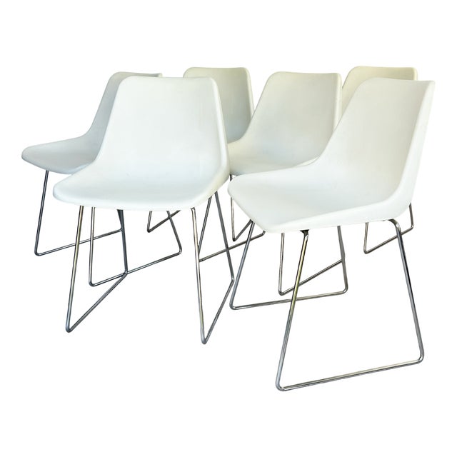 Polypropylene Chairs with Chrome Sled Bases by Robin & Lucienne Day for Hille, 1960s, Set of 6 For Sale