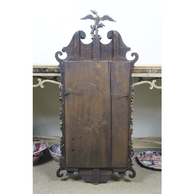 Antique Mahogany Federal Chippendale Gilt Eagle Acanthus Wall Vanity Mirror For Sale - Image 11 of 17