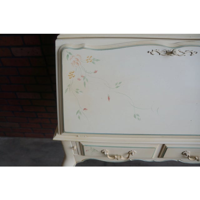 Wood Ethan Allen Hand Painted Country French Secretary Desk For Sale - Image 7 of 13