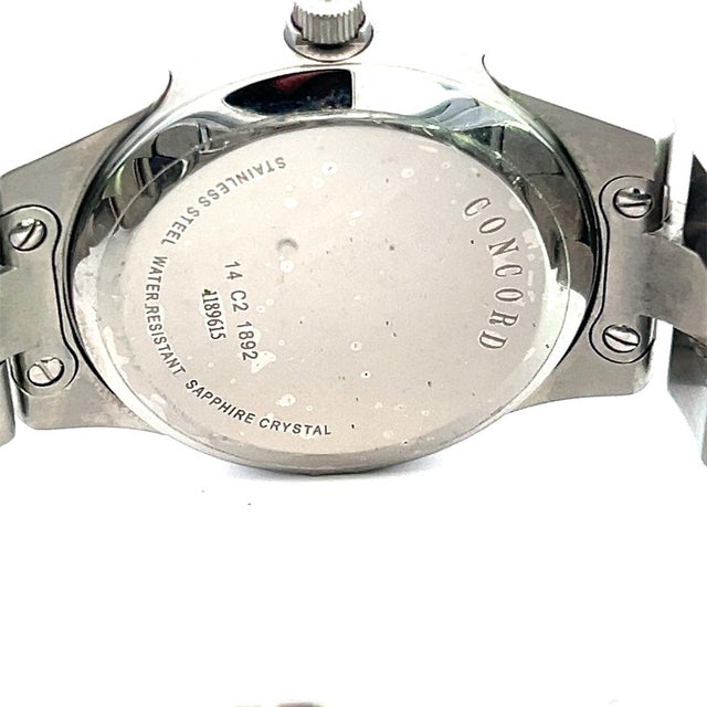 1990s Concord Estate Mariner Sapphire Crystal Watch 7" Stainless Steel For Sale - Image 4 of 7