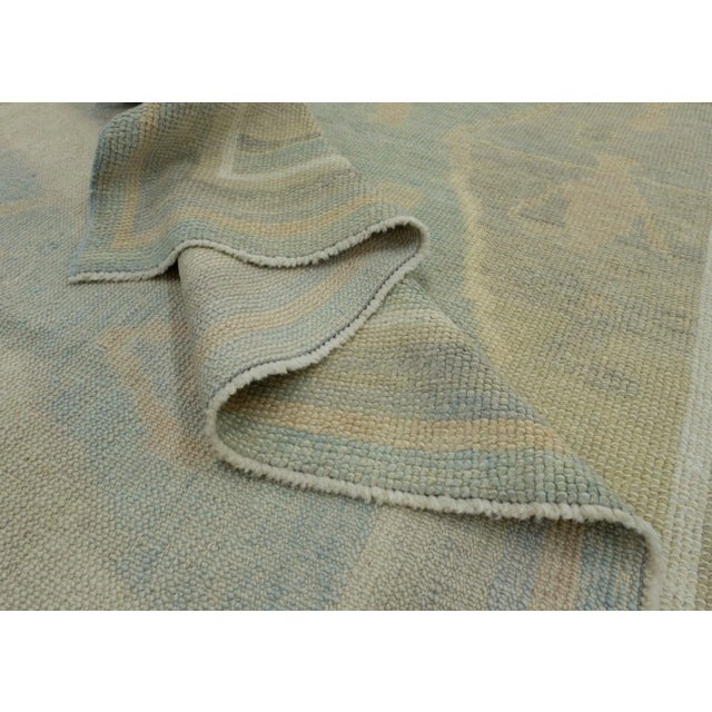 Textile Cream & Sky Blue Turkish Oushak Rug 6'3" x 9' For Sale - Image 7 of 9