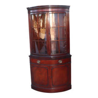 1950s Vintage Drexel New Travis Court Bow-Front Corner China Cabinet For Sale