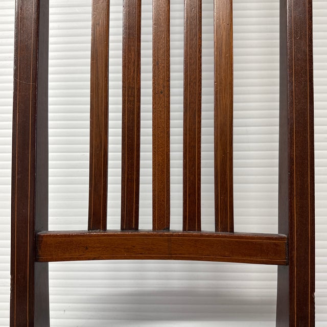 Federal Revival Inlaid Wood Rush Seat Side Chair, Vintage For Sale - Image 10 of 12