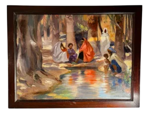 Charles Ernest Smets, Oasis of Tinghir, Morocco, 1940s, Oil on Canvas, Framed