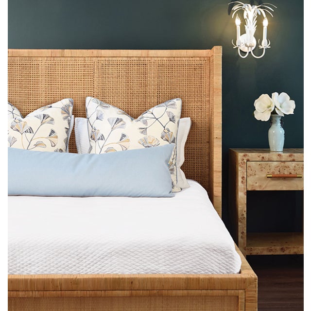 Contemporary Matthew Izzo Home Dolly Queen Winged Rattan Headboard and Platform Bed For Sale - Image 3 of 5