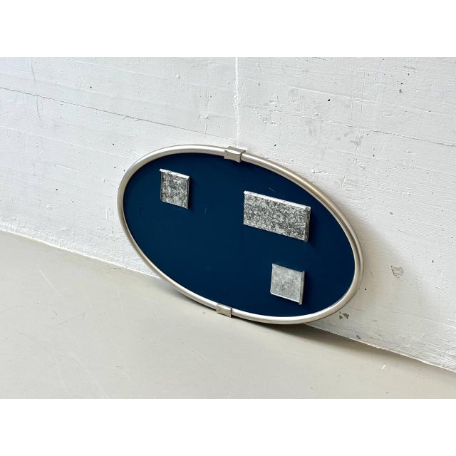 Oval Wall Mirror with Aluminum Frame, 1970s For Sale - Image 9 of 16