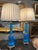 19th Century Pair French Blue Opaline Glass Lamps. Gorgeous pair purchased in France. Age appropriate wear, see detailed...
