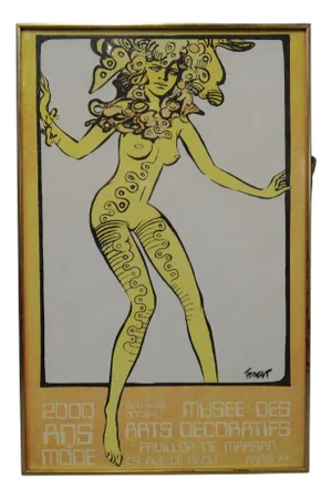 Framed Poster of the Exhibition 2000 Years of Fashion from 13 to 28 October 1971, Paris
