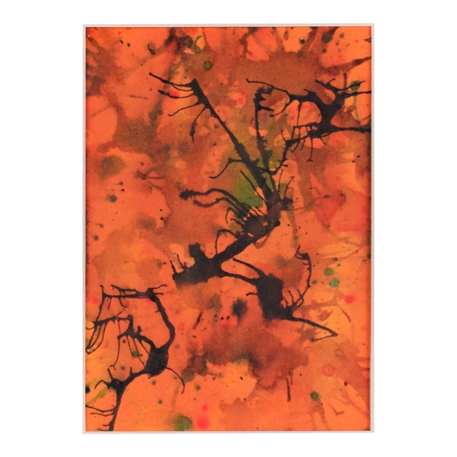 Orange Infusion - Watercolor and Ink on Paper by Dister For Sale