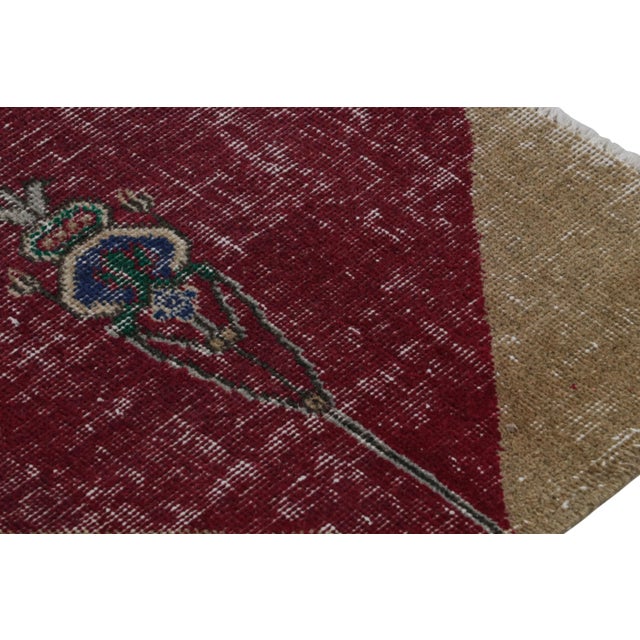 1950s Vintage Turkish Rug in Red With Geometric Patterns For Sale In New York - Image 6 of 7