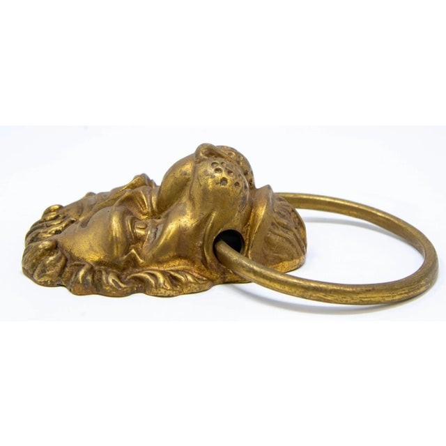 Vintage Cast Brass Lion's Head Large Door Knocker For Sale - Image 11 of 12