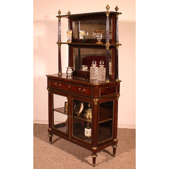 Tan Louis XVI Display Cabinet in Mahogany For Sale - Image 8 of 15