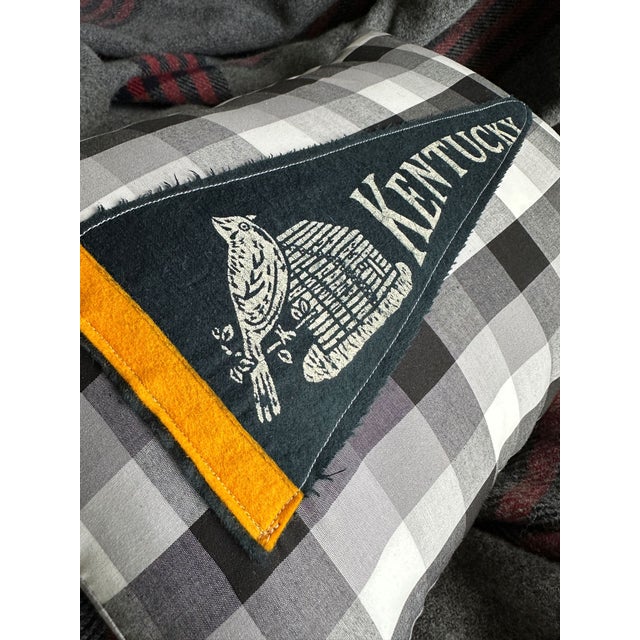Description: Vintage Kentucky Pennant from around the 1960s. Unknown Date. New black plaid woven cotton fabric used to...