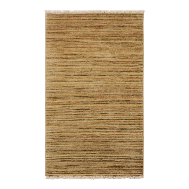 Boho Chic Gabbeh Beige/Green Wool Rug - 3'1'' X 4'11'' For Sale
