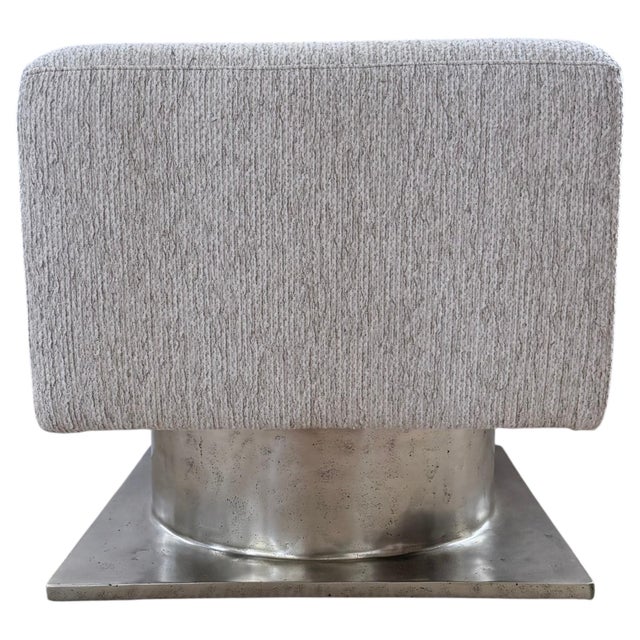 Prado accent bench by Bernhardt Furniture. This square upholstered ottoman features a textured grey and cream fabric and...