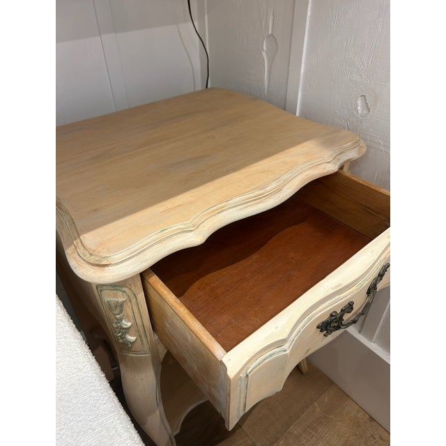Pair of Vintage French Style Nightstands With Drawer and Lower Shelf For Sale - Image 14 of 15