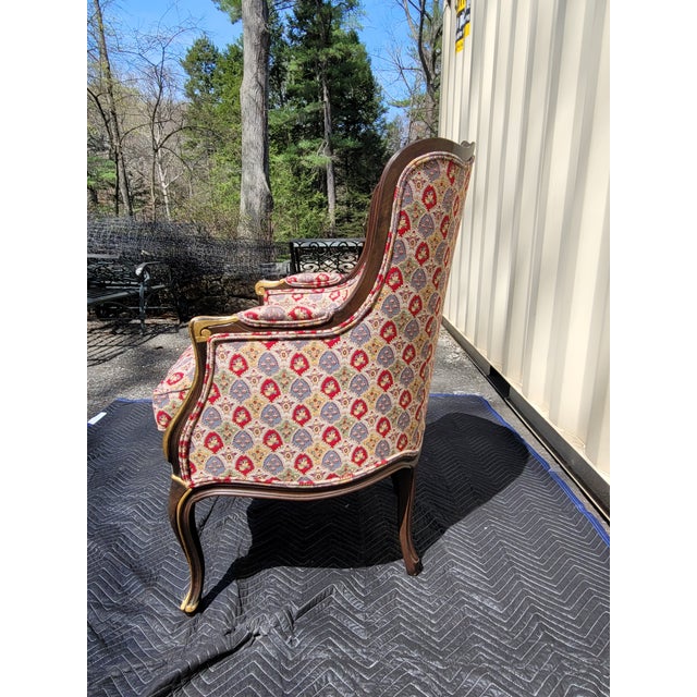 French Late 20th Century Pair of Custom French Versaille Style Needlepoint Wool Arm Chairs For Sale - Image 3 of 10