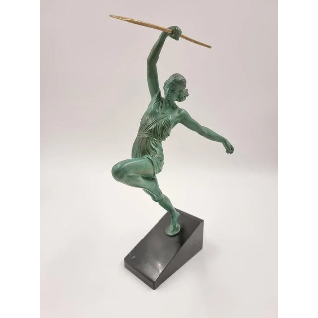 1920s Art Deco Figurine of Amazon Woman Hunting by Fayral for Max Le Verrier, France, 1920s For Sale - Image 5 of 5